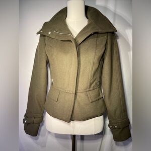EXPRESS Olive Green MOTO JACKET Womens Small Bikercore Y2K Heritage Rocker